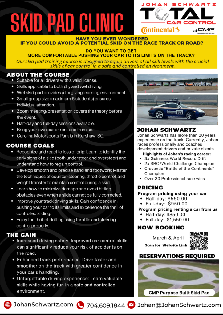 Total Car Control: Skid Pad Clinics by Johan Schwartz – Carolina ...